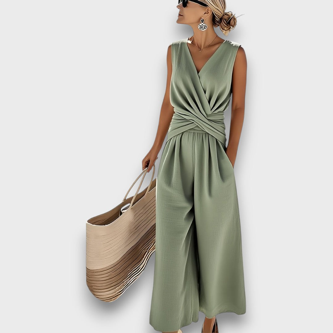 Womens Jumpsuit White Sleeveless