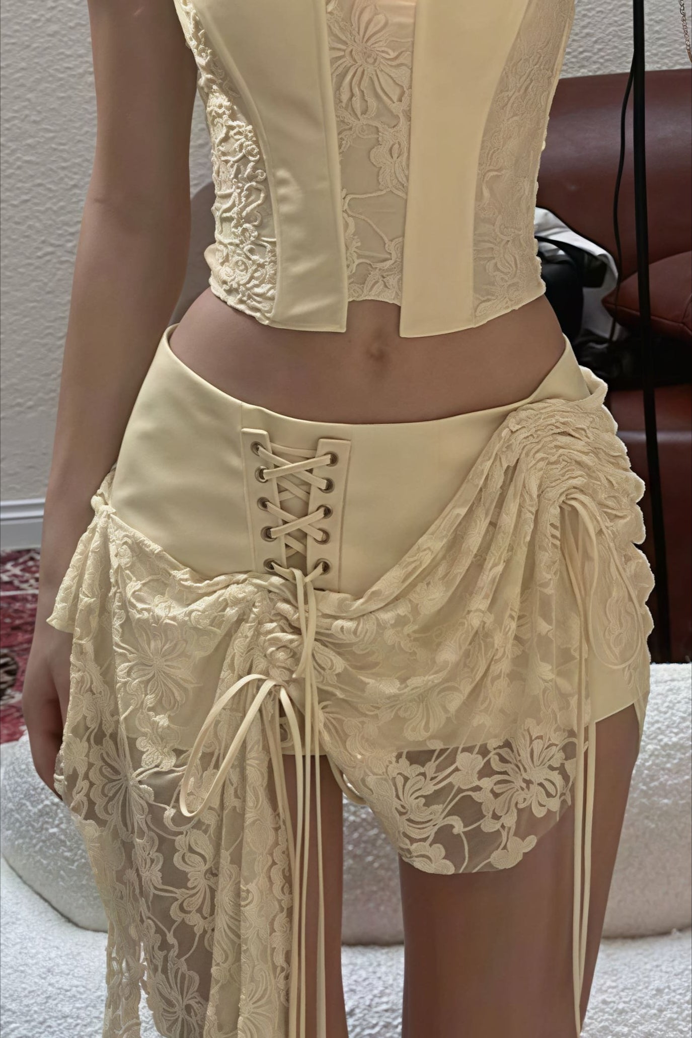 Chic Solid Tube Top Low Waist Mini Skirt Set