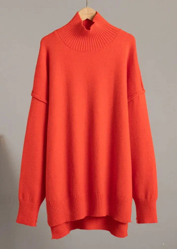 Bold Comfort - Oversized Knit Turtleneck and Pants Set