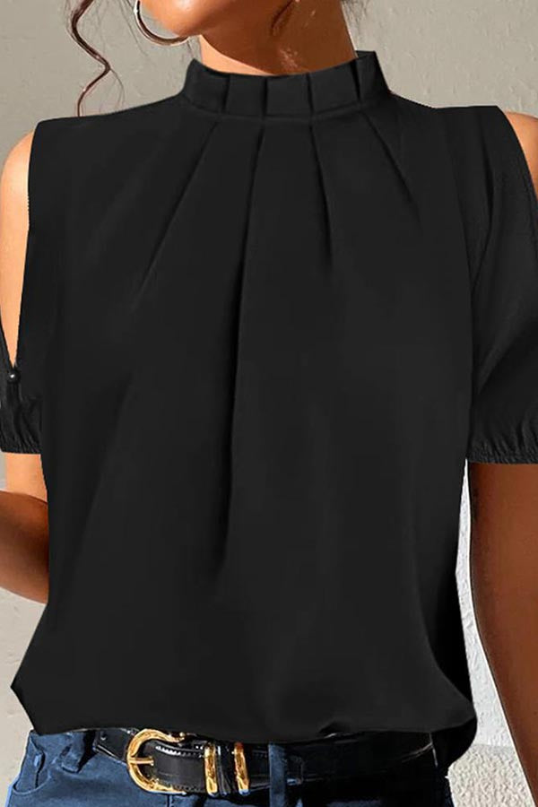 Black Split Sleeve Plain Top