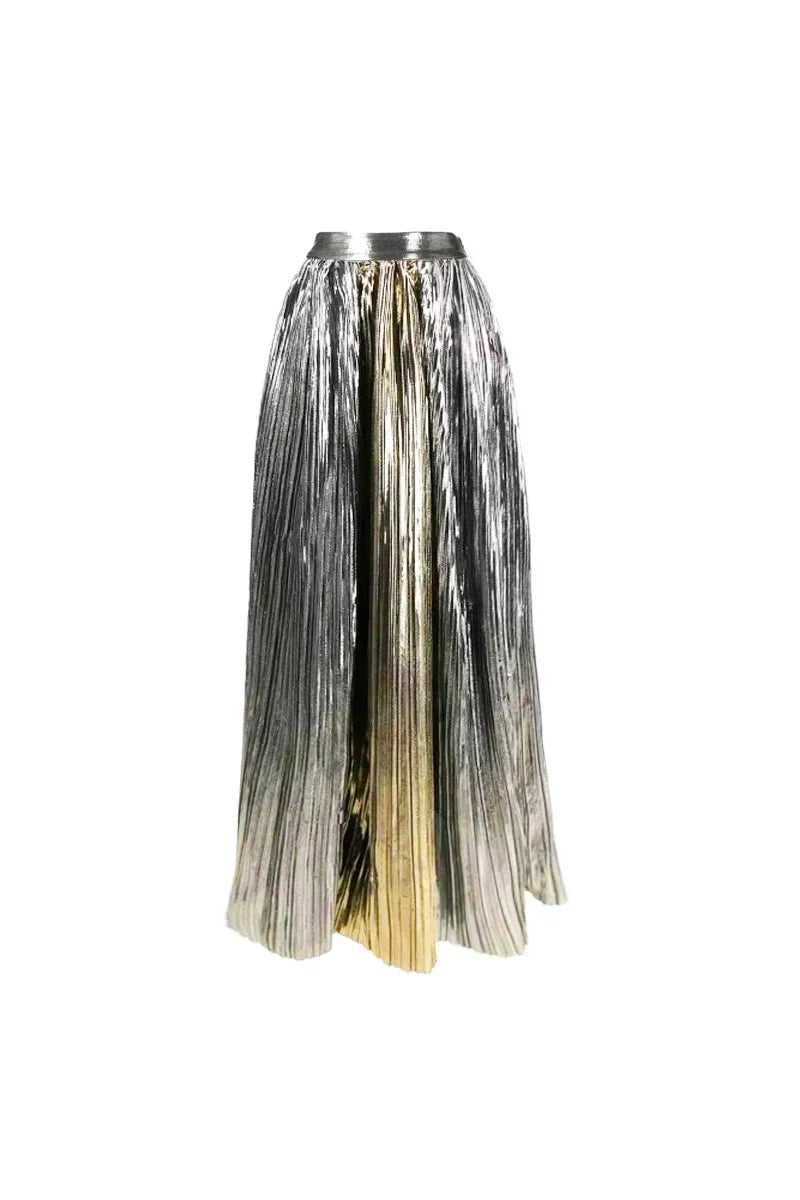 Cutout Silver Patchwork One-Piece with Skirt