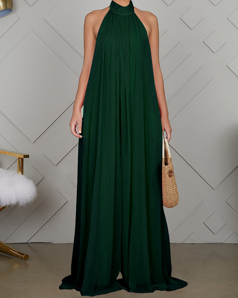 Sleeveless Chiffon Loose Open-Back Jumpsuit