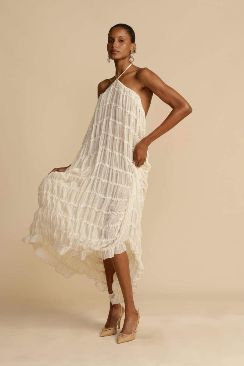 Alva Halter Pleated Tiered Skirt