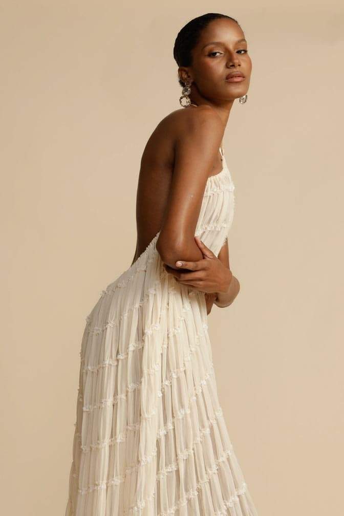 Alva Halter Pleated Tiered Skirt