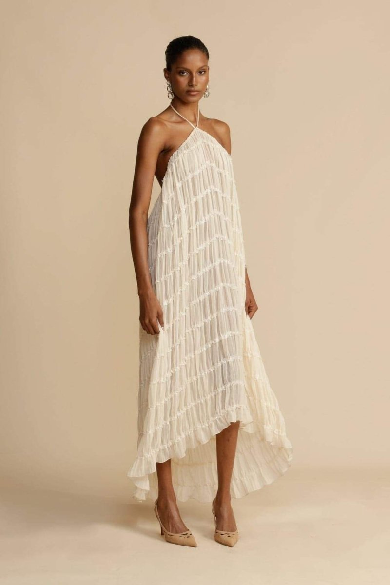 Alva Halter Pleated Tiered Skirt