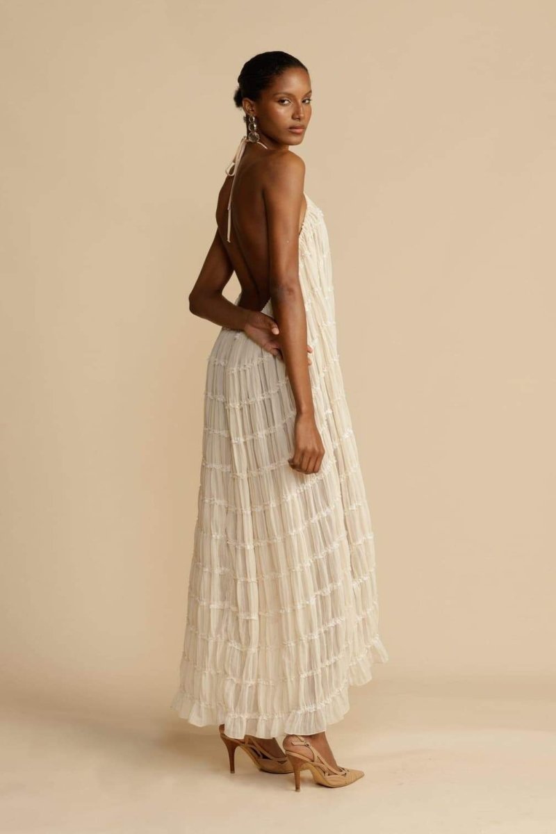 Alva Halter Pleated Tiered Skirt