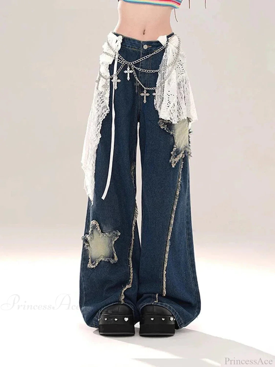 Azure Medieval Loose Celestial Denim Trouser