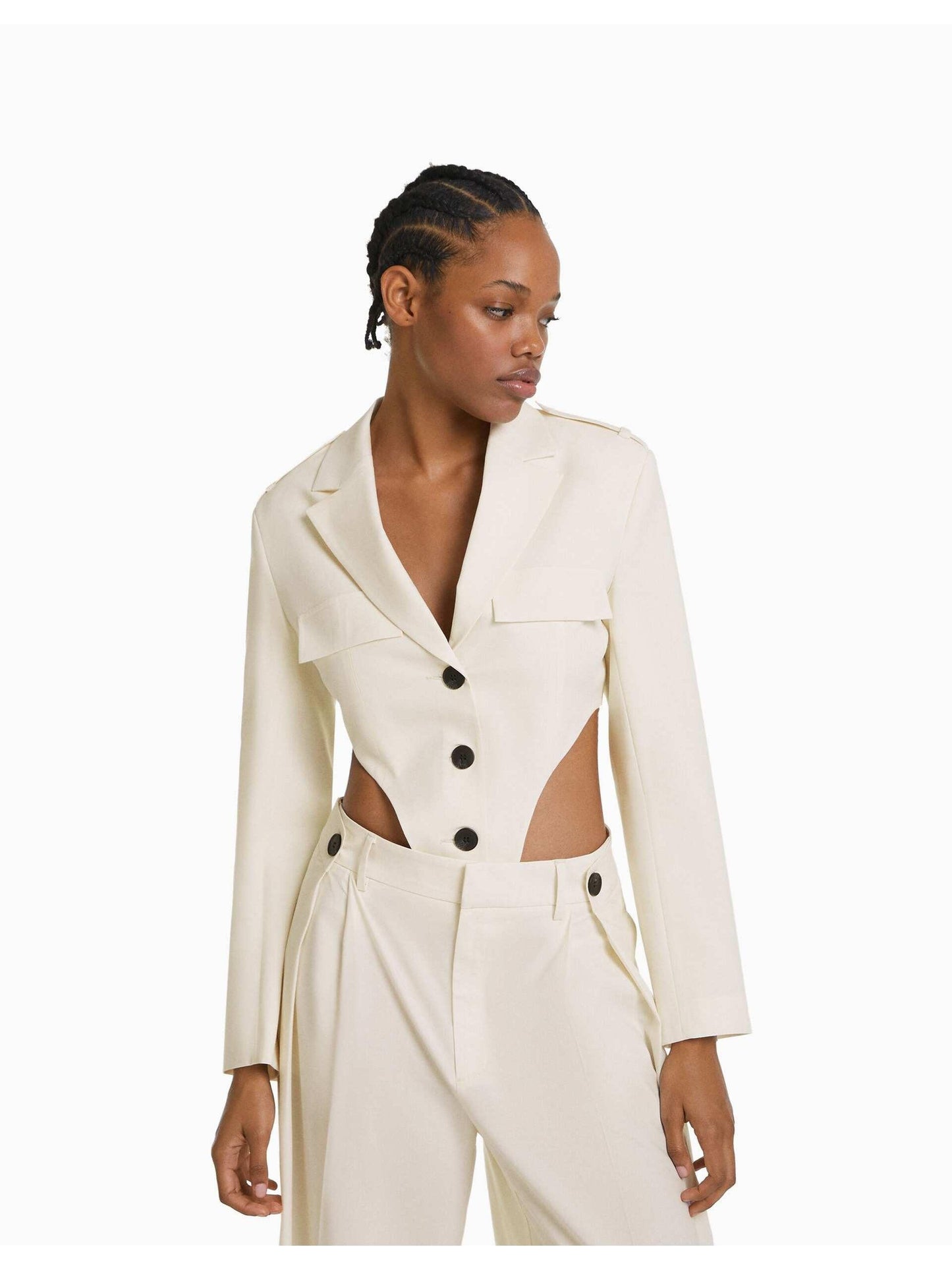Bodysuit Style Blazer & Wide Leg Pants Coord Set