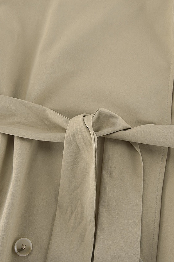 Vintage Khaki Belted Trench Midi Coat