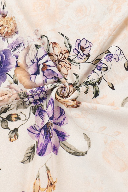 Elegant Floral Print V-neck Sleeveless Maxi Dress