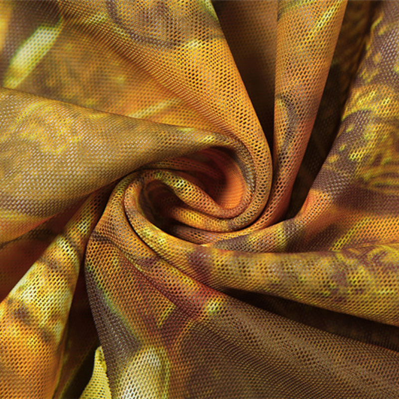 Halter self tie mesh ruffle print v neck maxi dress