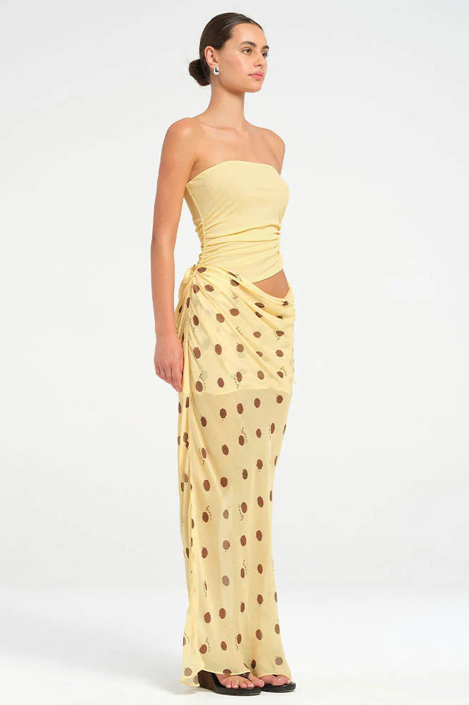 Strapless Polka Dot Patchwork Slim Fit Maxi Dress