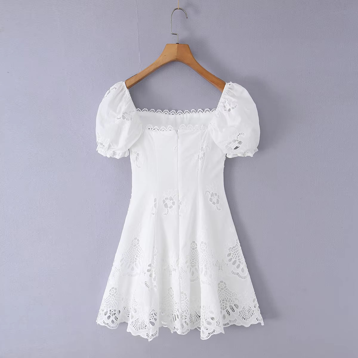Beatrice Lace Hollow-Out Mini Dress