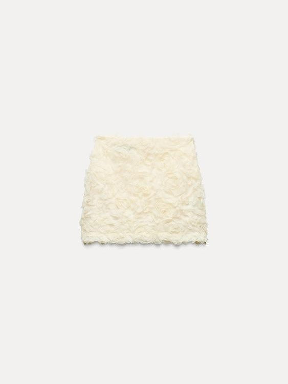 3D Flower Short Applique Skirt