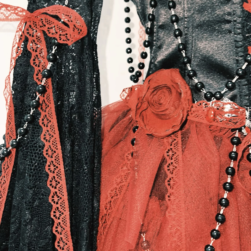 Long sleeve beaded lace ruffle maxi dress