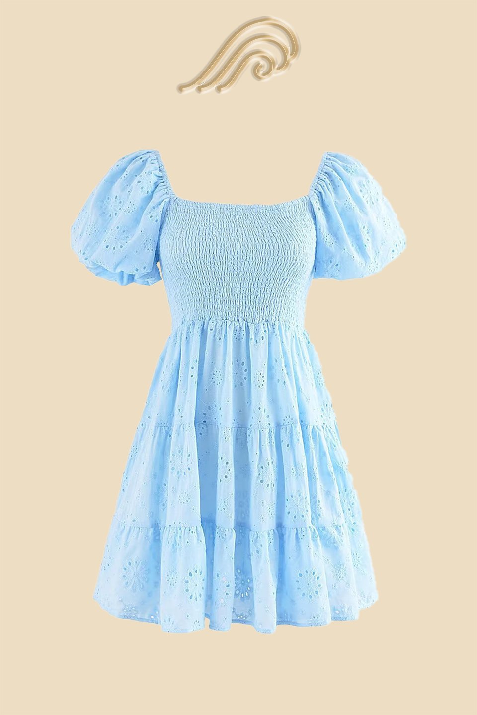 Carol Shirred Embroidered Lace Cotton Mini Dress