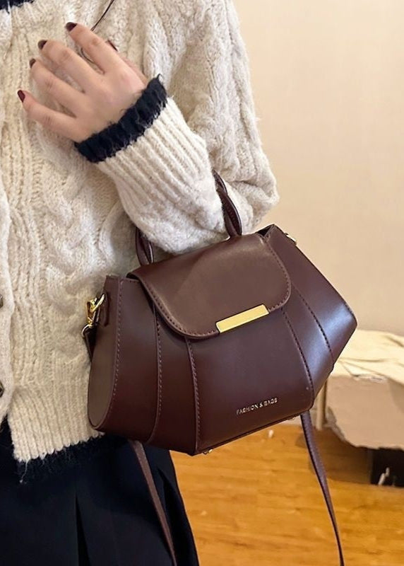 Structured Mocha Mini Bag – Gold Hardware Crossbody