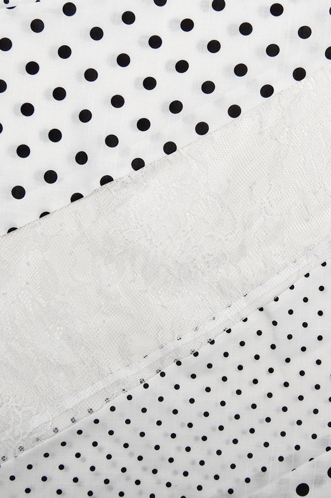 Polka Dot Lace Asymmetrical Maxi Skirt