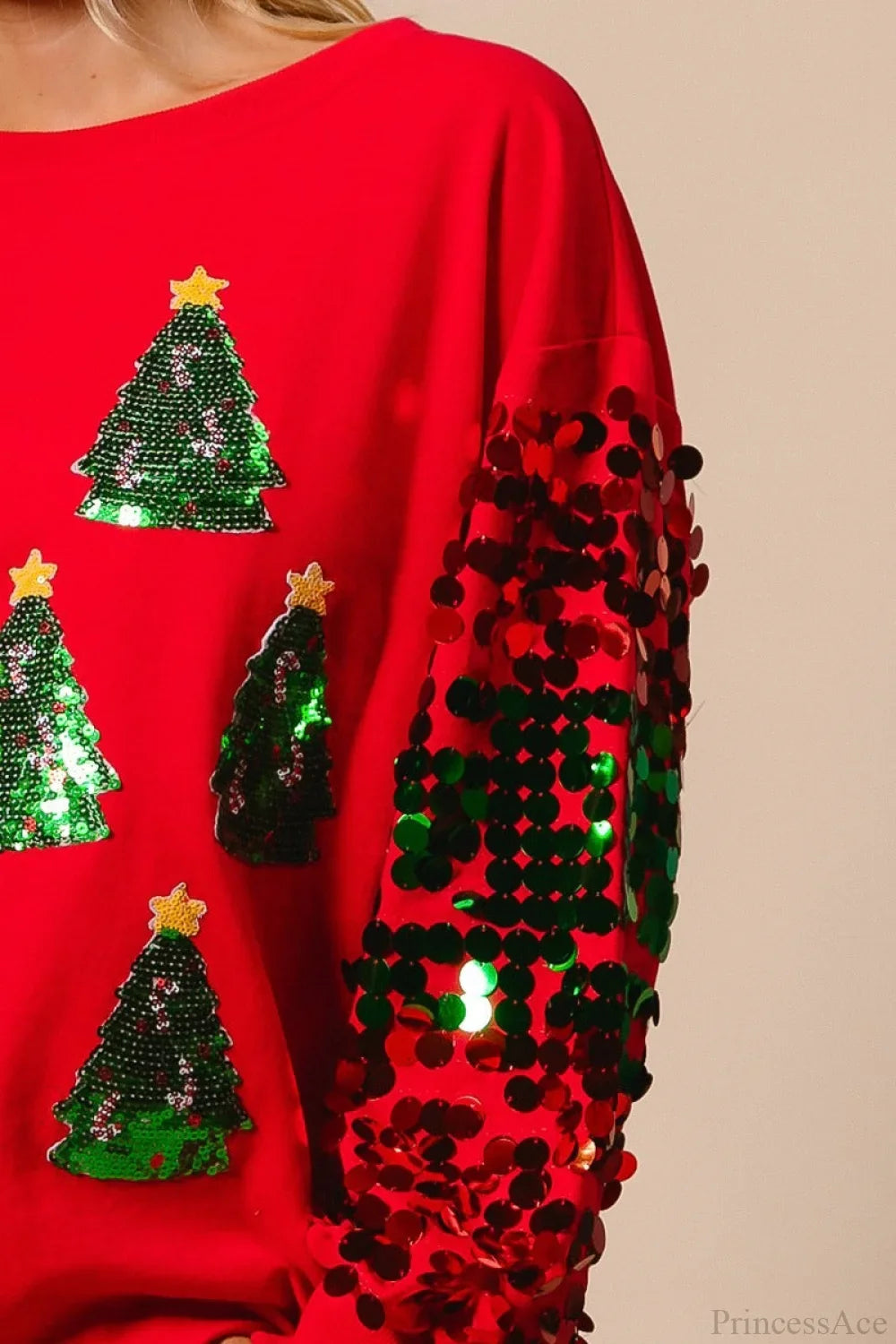 Christmas Sequined Long Sleeve Loose Sweatshirt