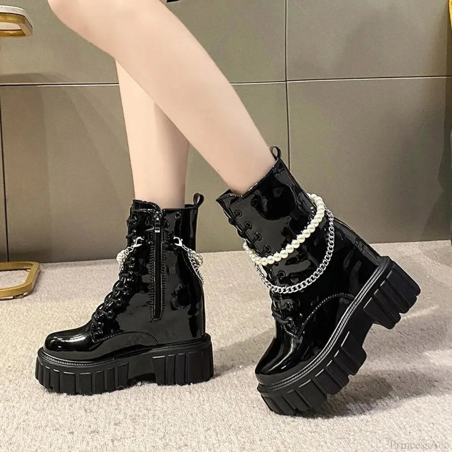 Cold Chunky Platform Rebel Gothic Tie Up Boot