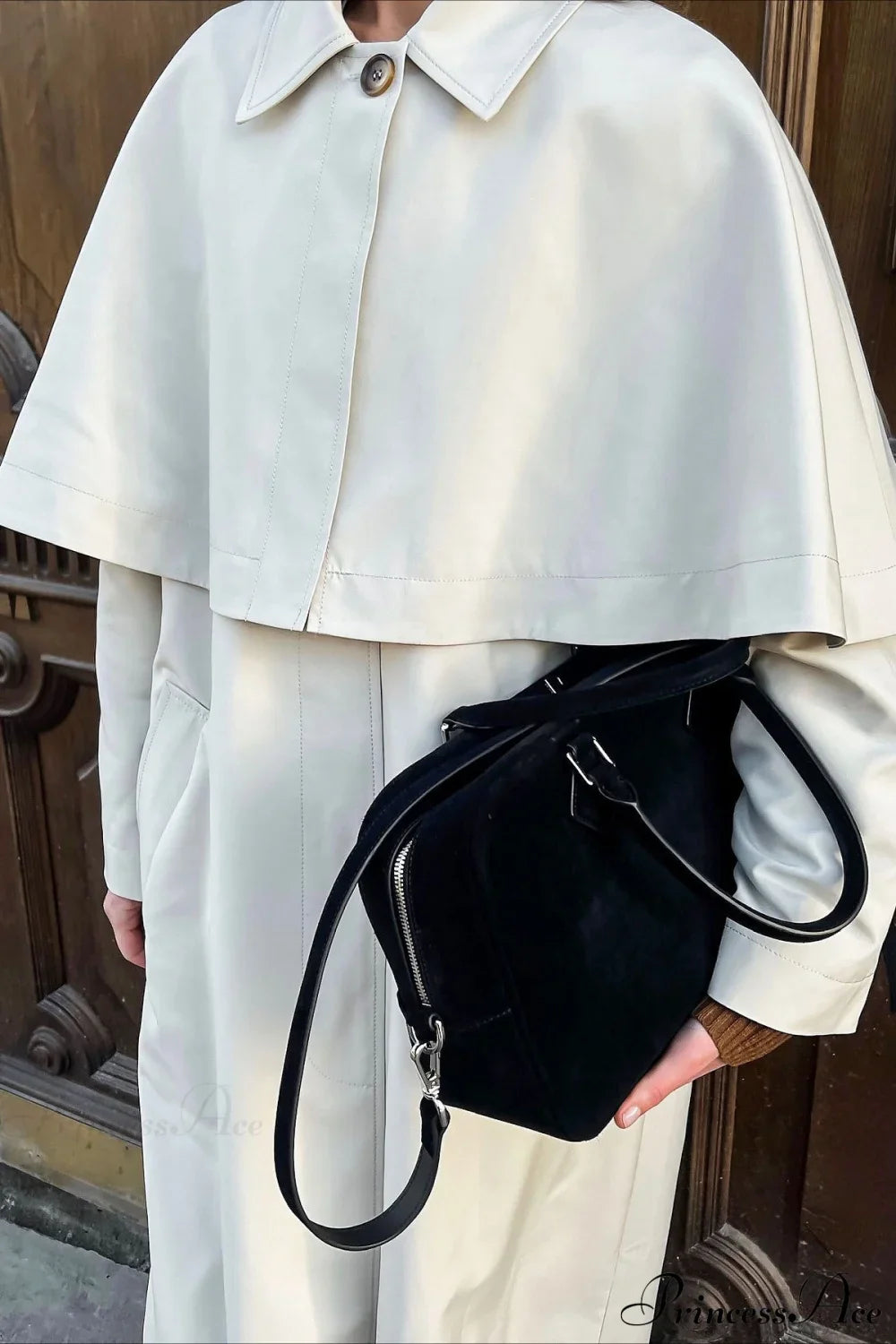 Collar Cape Slim Elegant Long Overcoat