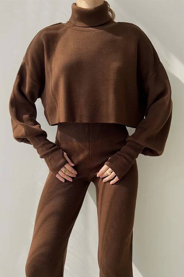 Casual Loose-fitting Long-sleeves Top and Pants Two-piece Set