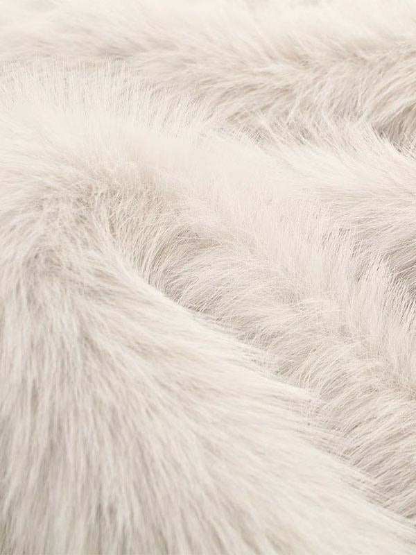 White Faux Fur Midi Coat Notched Lapel Winter Eco-friendly Long Jacket For Women 2026
