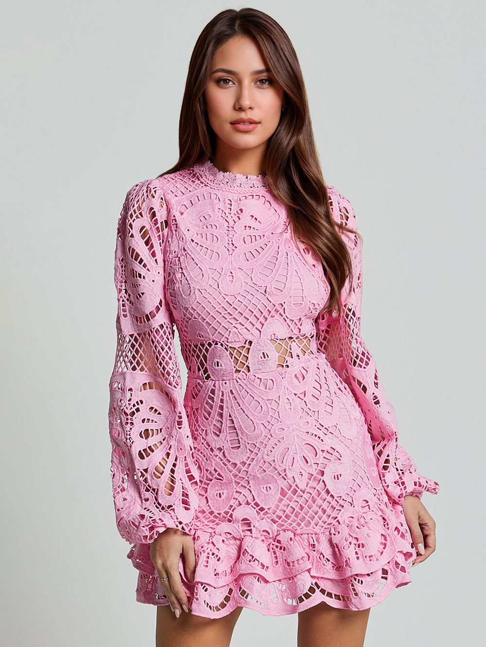 Puff Sleeve Lace Dress Birthday Party A-line Mini Dress For Women 2026