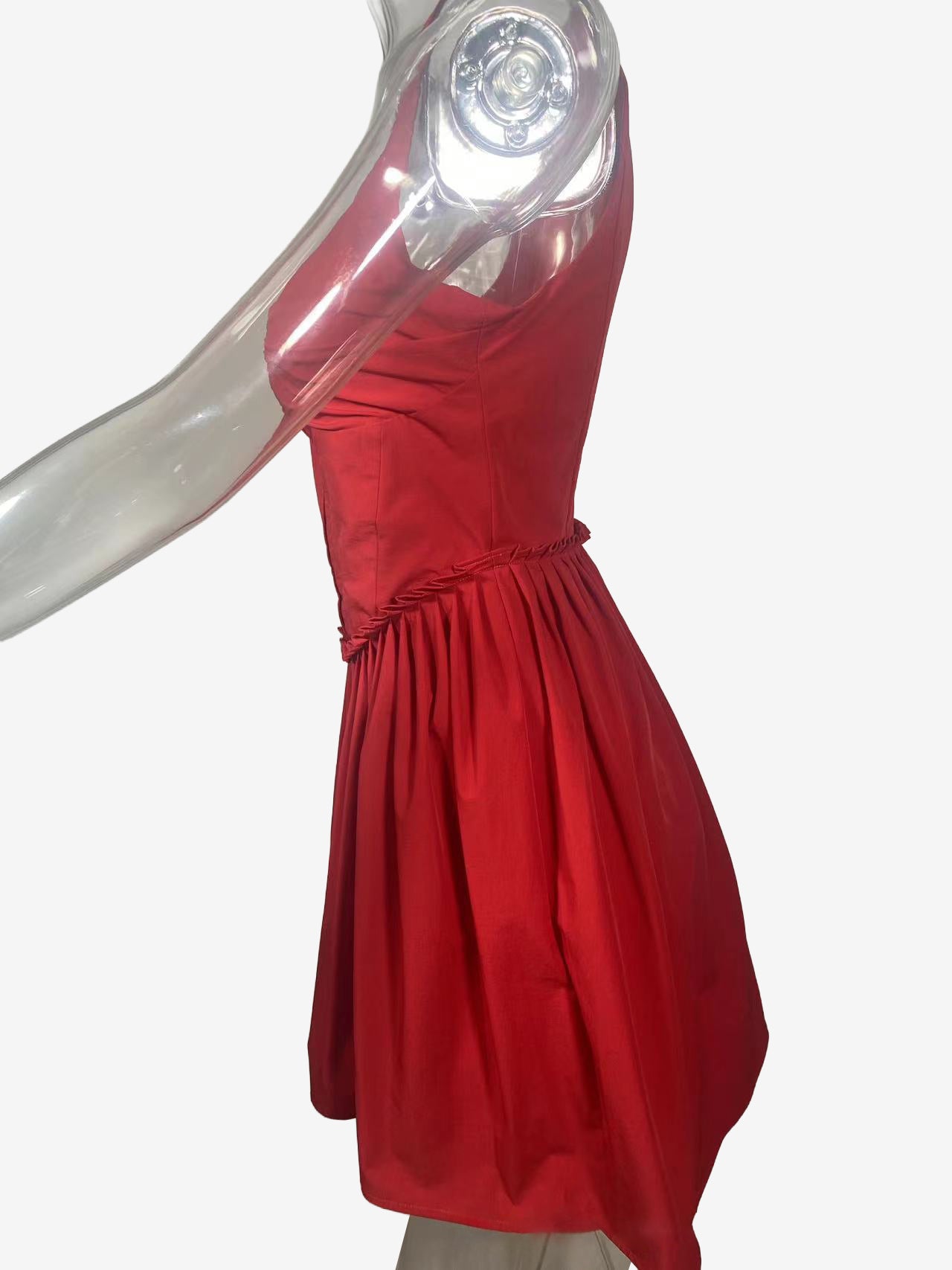 Square Neck Corset Waist V Shape Ruched Pleated Mini Dress For Women 2026