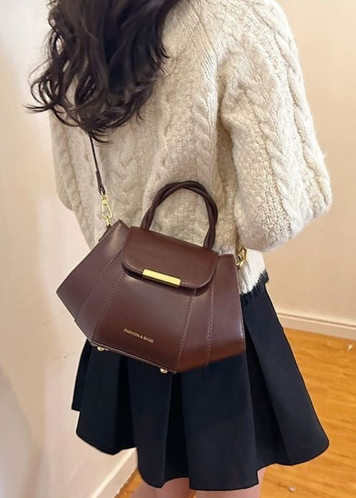 Structured Mocha Mini Bag – Gold Hardware Crossbody