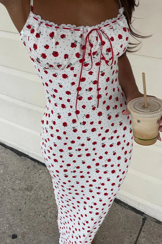 Floral Spaghetti Strap Slim Fit Maxi Dress