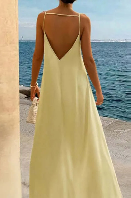 Spaghetti Strap Keyhole Cutout Loose A-Line Maxi Dress