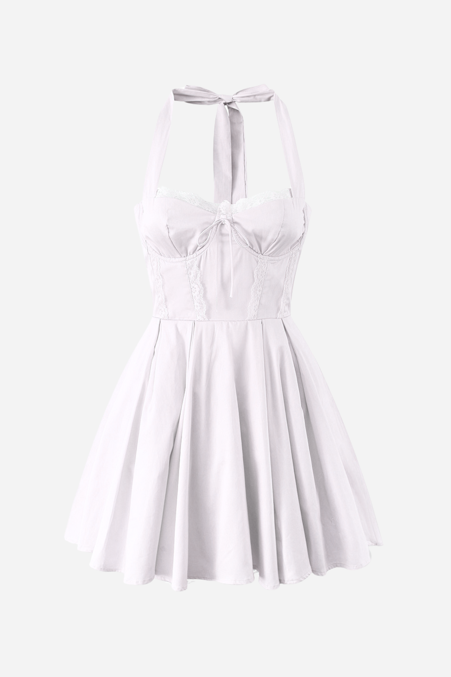 Esther Halter Neck Lace Up Ruffle Hemline Mini Dress