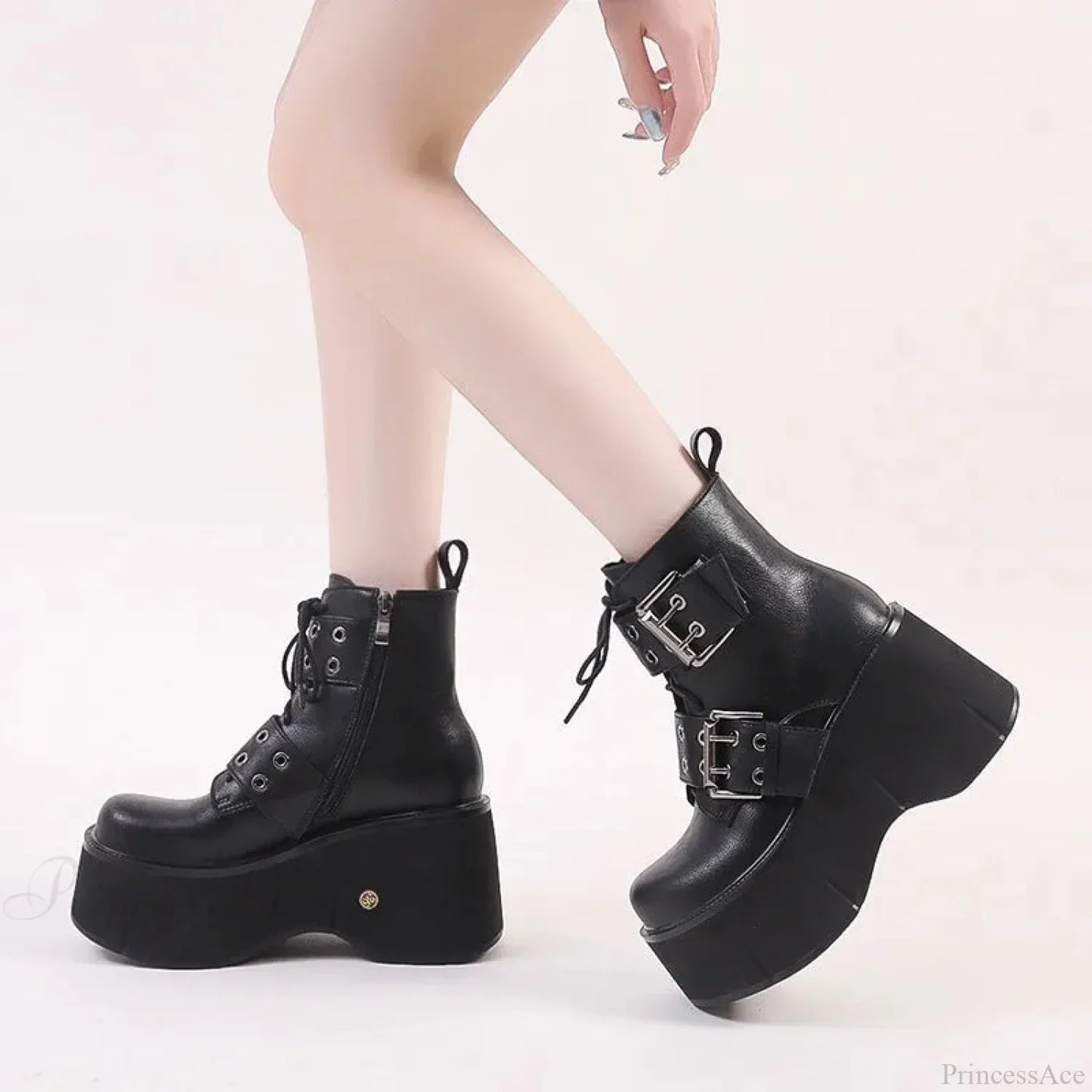 Dark Chunky Elevated Women Ankle Boot