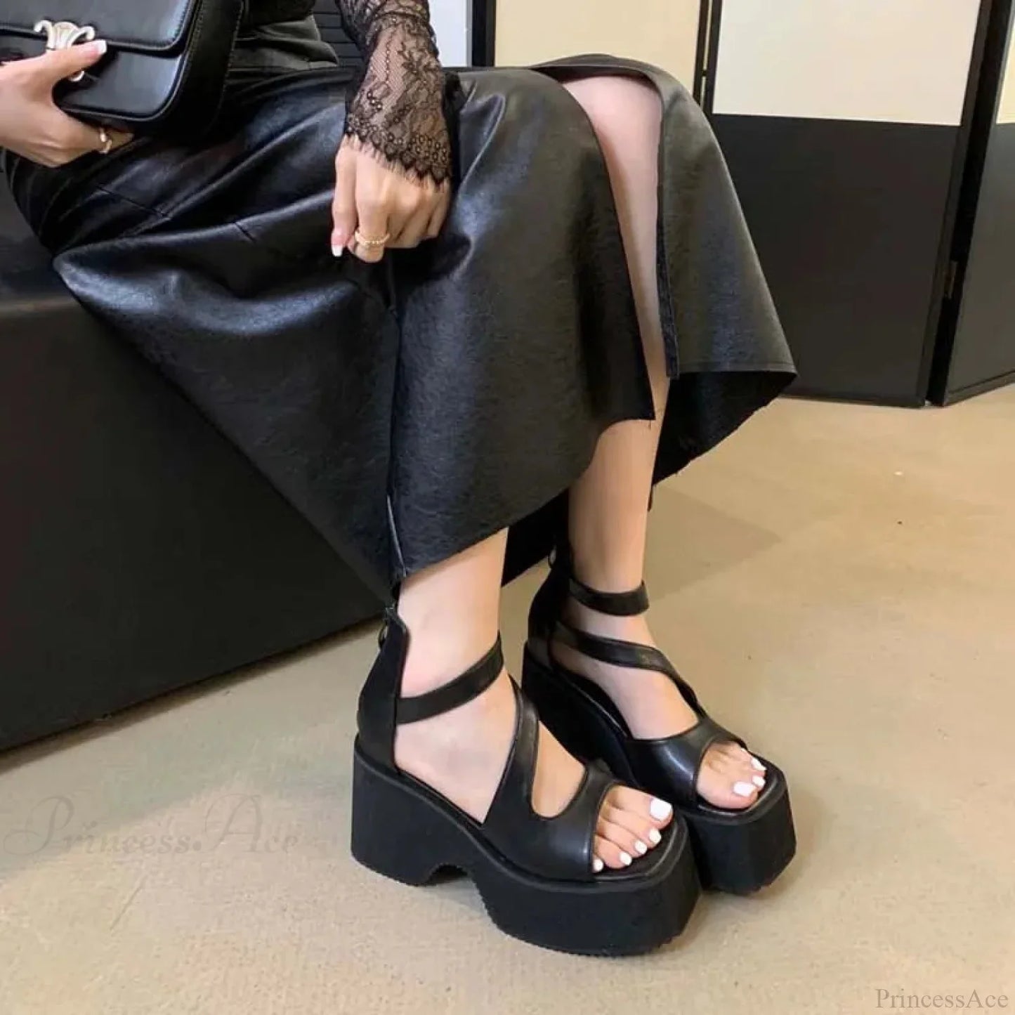 Dark Gothic Platform Chunky Sandal