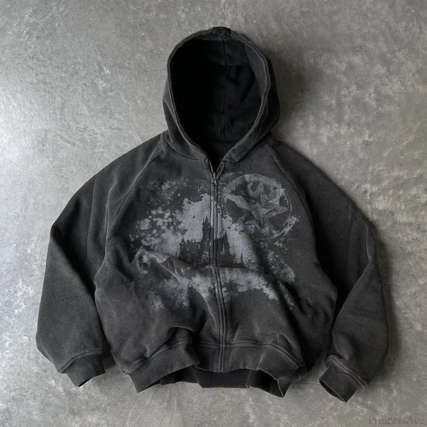 Dark Rebel Pattern Zip Hoodie