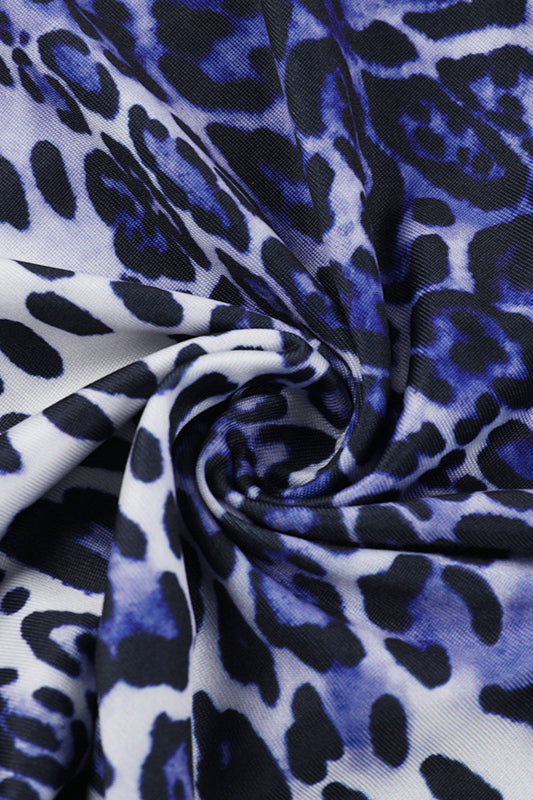 Leopard Cowl Neck Backless Maxi Dress