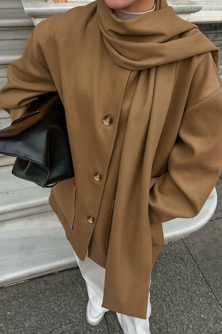 Vintage British-Style Wool Midi Oversized Coat