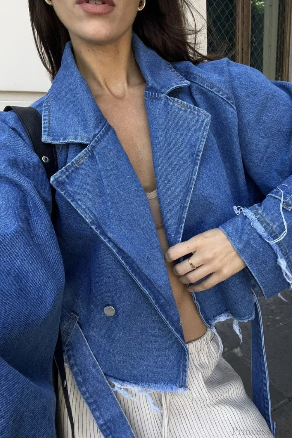 Distressed Lapel Denim Chic Jacket