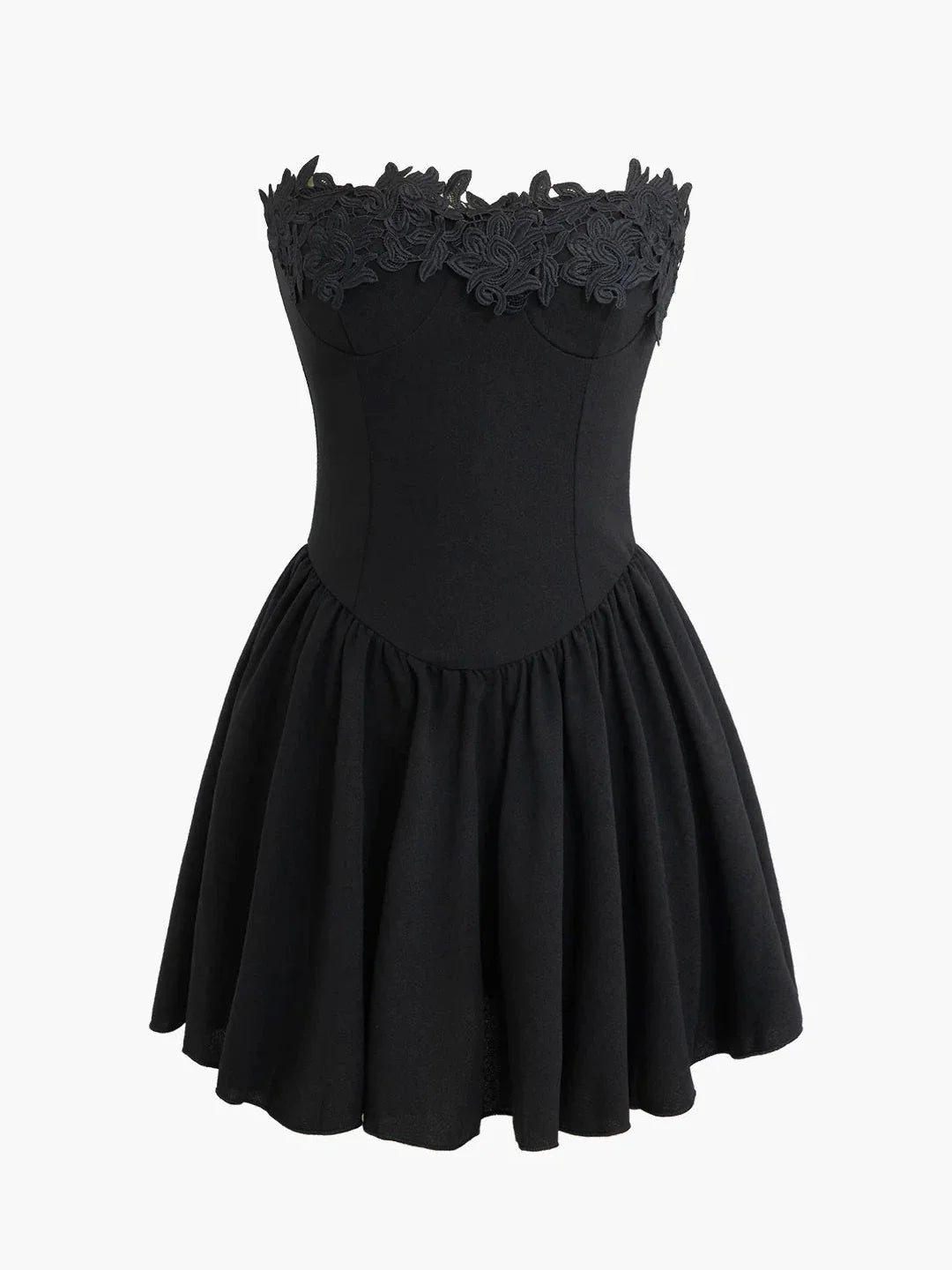 Flower Embroidered Tube Short Dress