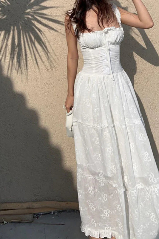 Square Neck Slim Fit Casual Maxi Dress