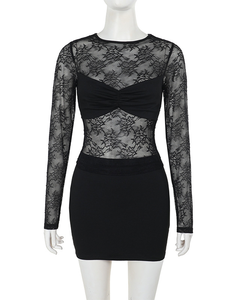 Elegant Slim Lace Top Skirt Set