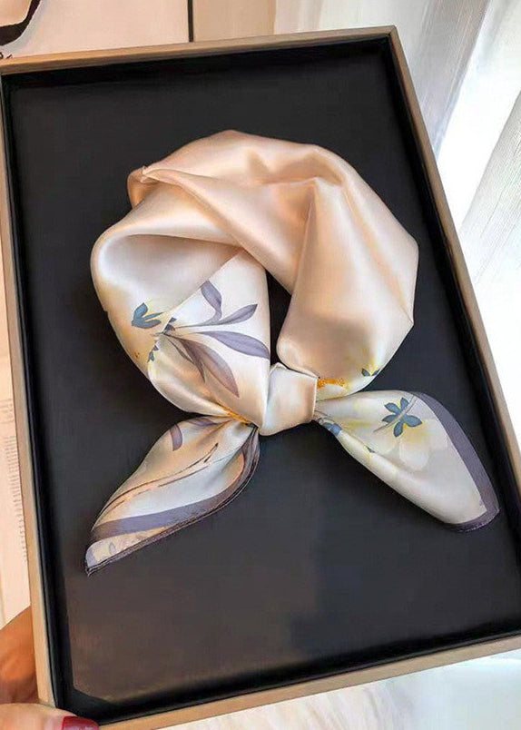 Blossom Mist - Satin Floral Square Scarf 53×53cm