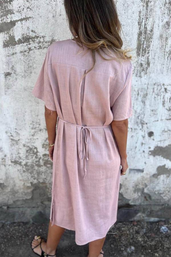 Bohemian Print Linen Loose Midi Dress
