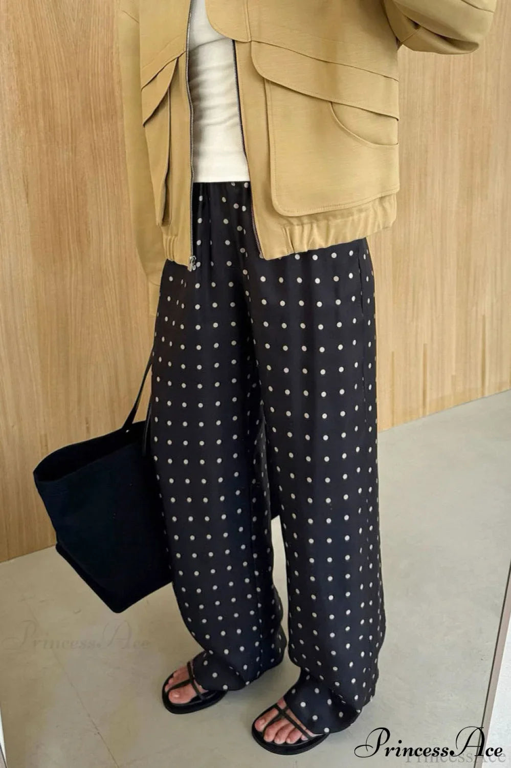 Elegant Polka Dot Straight Leg Pants