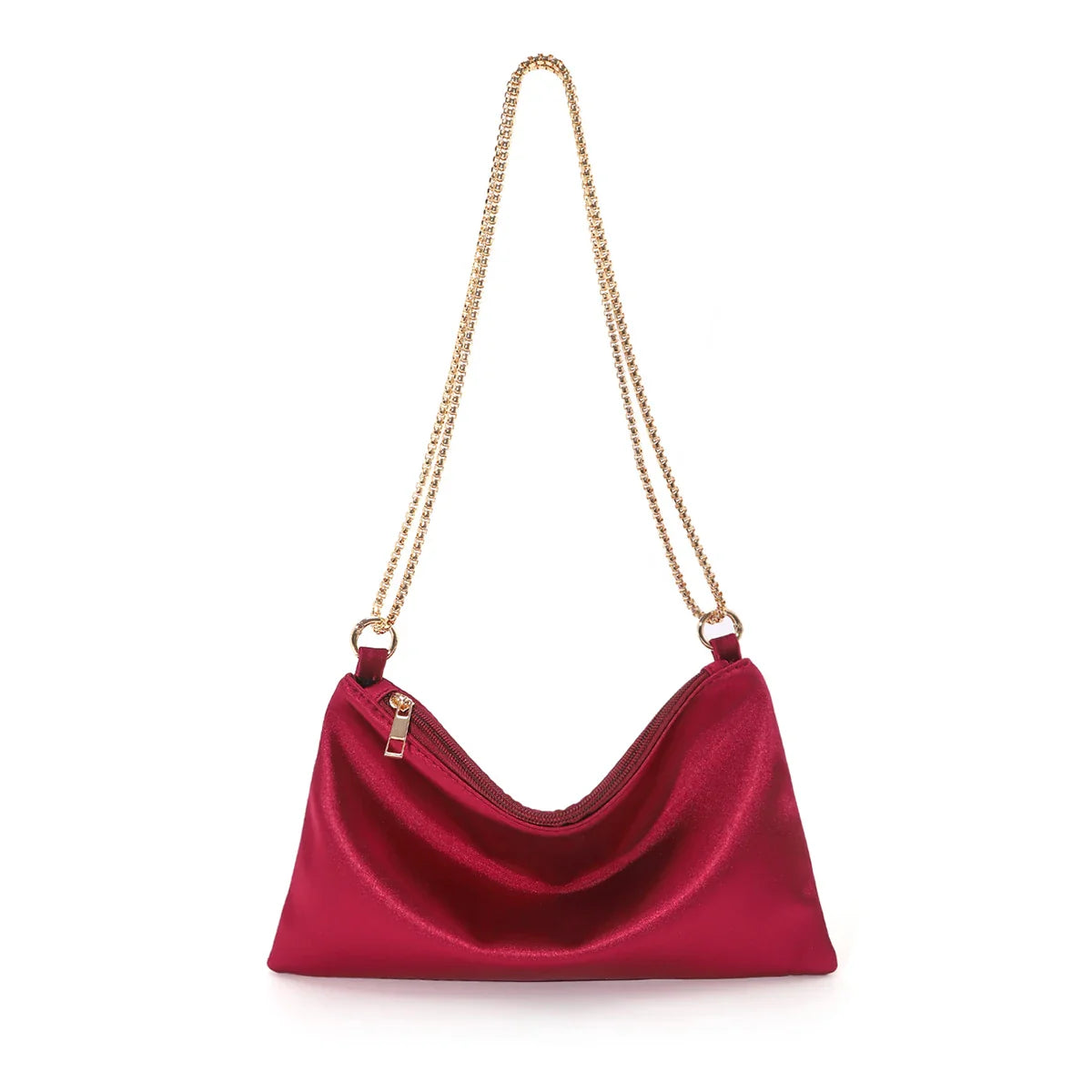 Solid Metal Chain Underarm Evening Wedding Clutch Bag
