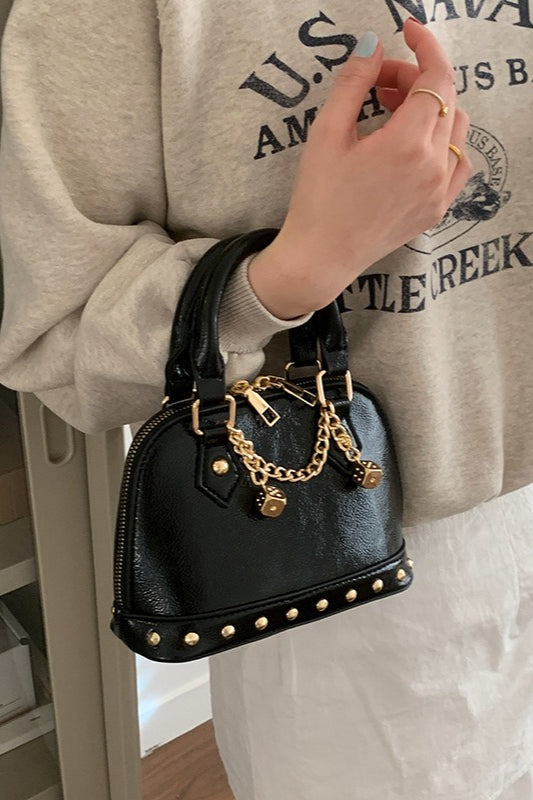 Stylish Metal Charm Sophisticated Top Handle Crossbody Bag
