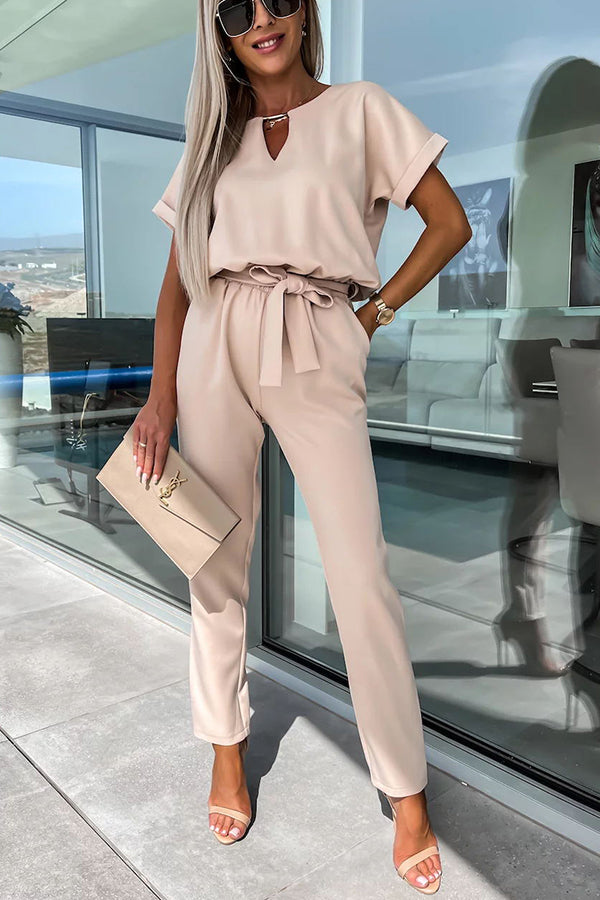 Got It Good Metal Cutout Neck Belted Pocketed