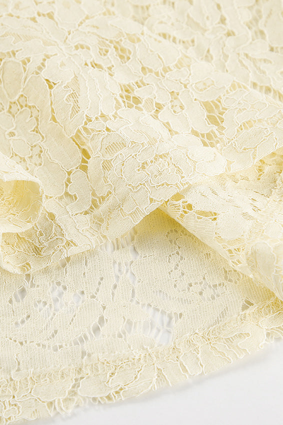 Lace Hollow High-Waisted Midi Skirt