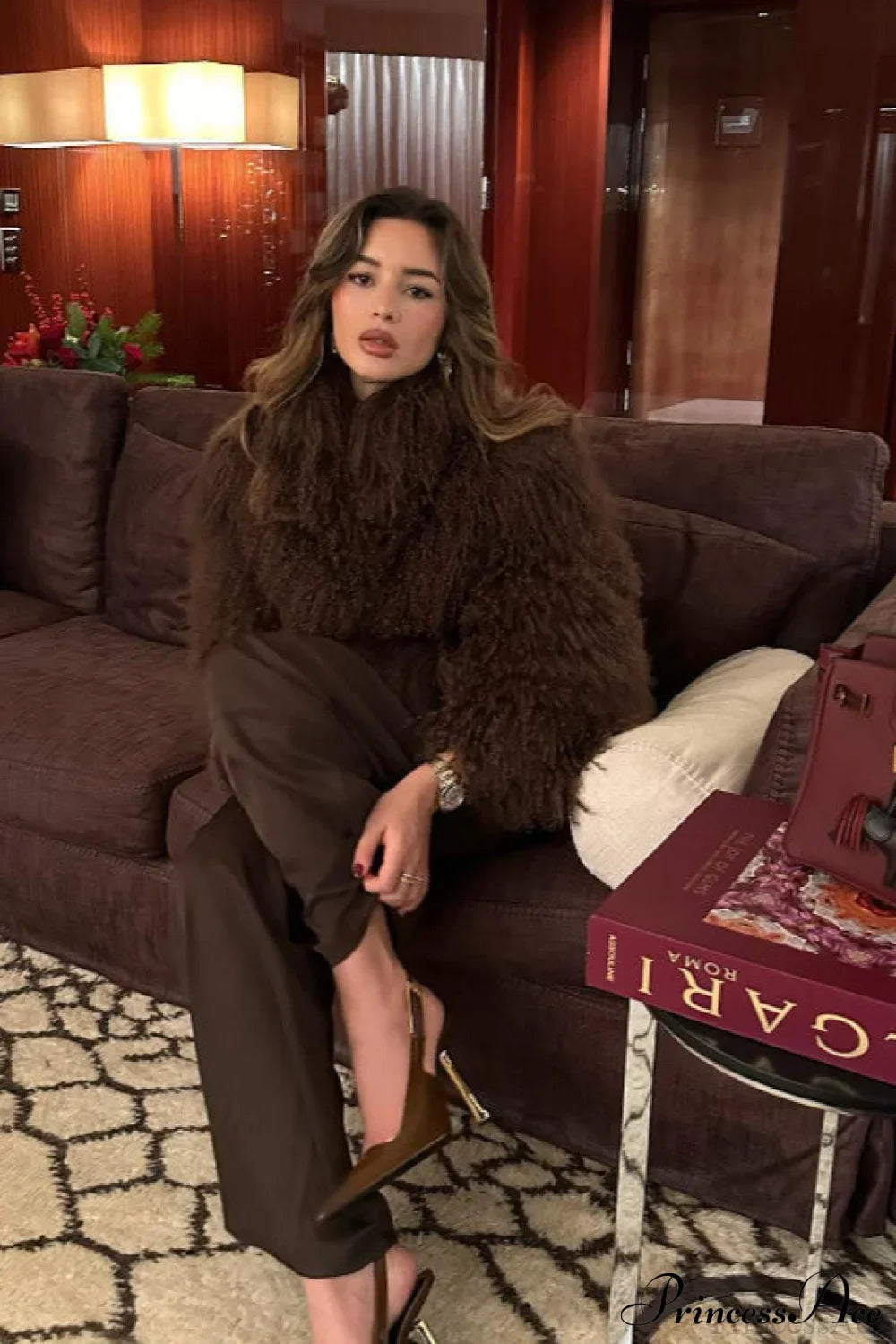 Faux Fur Shearling Short Cardigan Jacket Coat